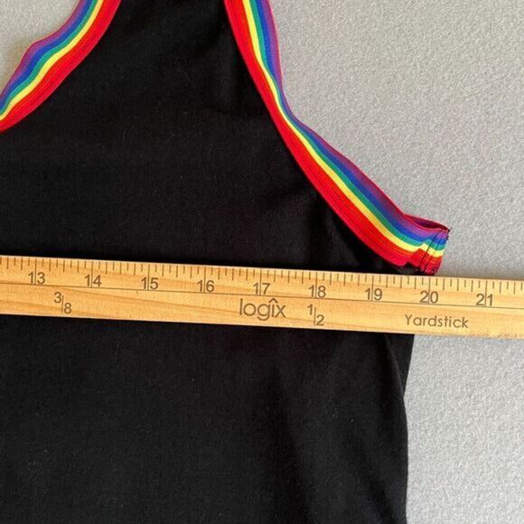 Torrid Foxy Scoop Neck Ringer Bodysuit Black Rainbow Trim Size 4X - Picture 5 of 9